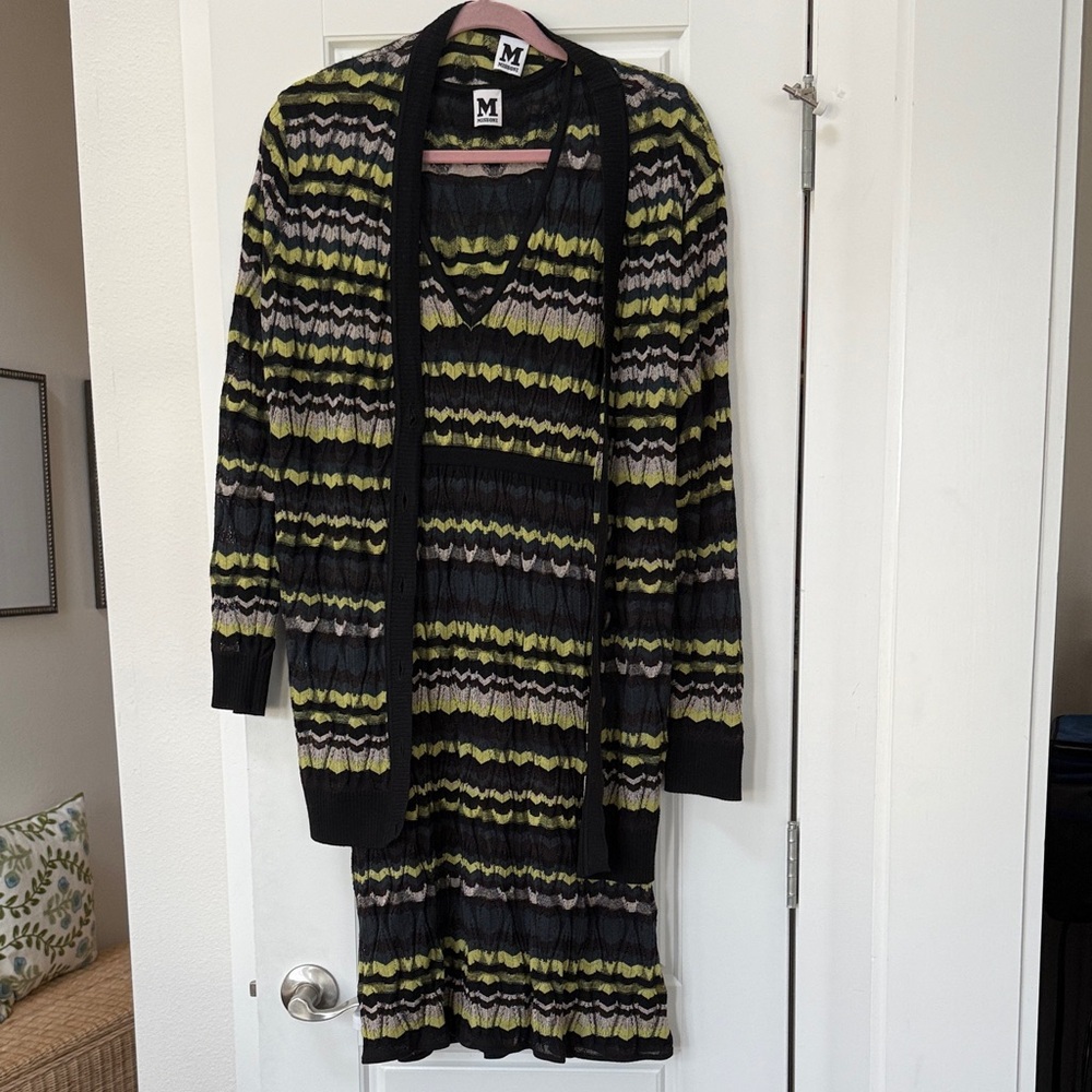 Missoni Black and Yellow Knit Ensemble (Dress and Cardigan)